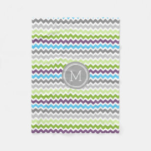 Polaire Couverture vert-bleu de monogramme de motif de
