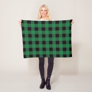 Polaire Couverture verte d'ouatine de motif de plaid de