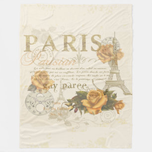 Polaire Couverture vintage de Tour Eiffel de roses de