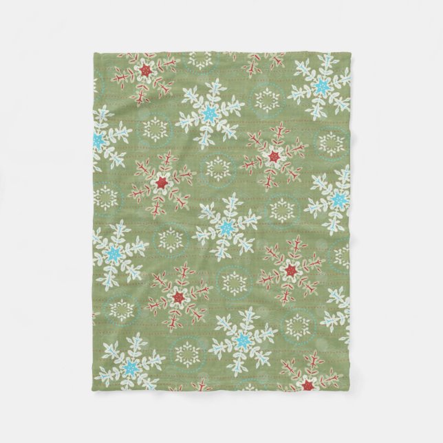 Polaire Couverture vintage d'ouatine de flocons de neige (Devant)