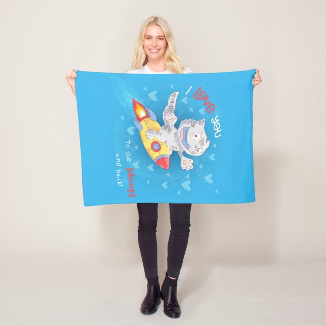 Polaire Cute Cat Couverture Cat Lune Et Dos (En situation)