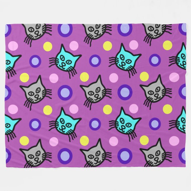 Polaire Cute Chats Motif en Violet Grosse couverture en po (Devant (Horizontal))
