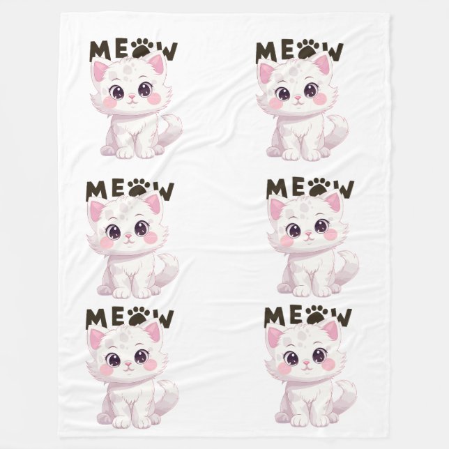 Polaire Cute couverture de chat Meow (Devant)