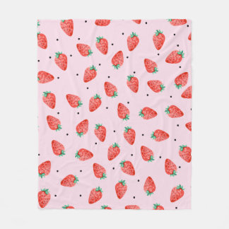 Polaire Cute Couverture De Fraise Avec Points Noirs, Rose