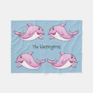 Polaire Cute Dolphins nom personnalisé flece couverture