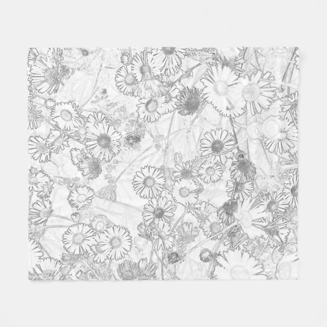 Polaire Daisies pâturage gris pâle couverture motif (Devant (Horizontal))