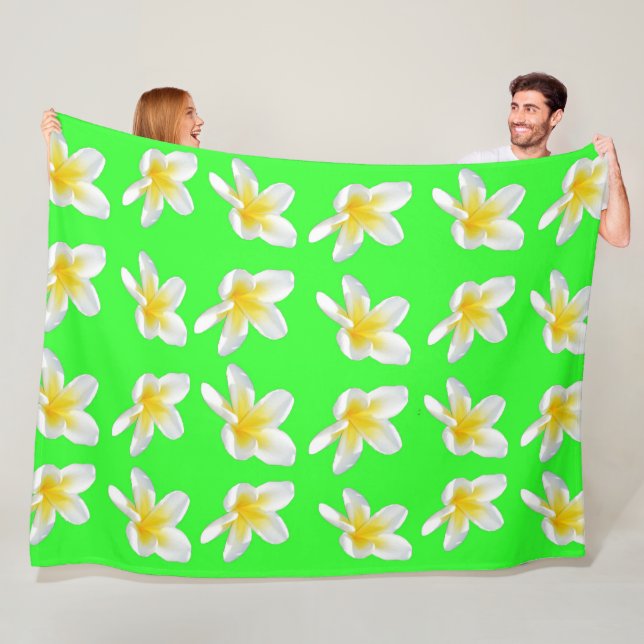 Polaire Délice de frangipanier vert, grande couverture en  (En situation)