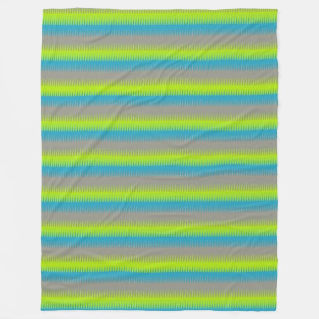 Polaire Dent de chien rayé vert, gris, couverture turquois (Devant)