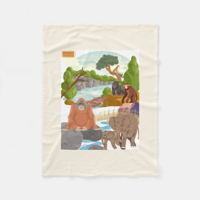 Polaire Doux Animaux de la Jungle Couverture pour Bébé | S (Devant)