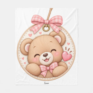 Polaire Doux ours en peluche rose personnalisé Couverture