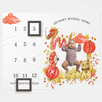 Dragon & Chat Lucky | Bébé Couverture de jalon