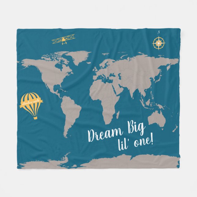 Polaire Dream big lil une couverture World Map (Devant (Horizontal))