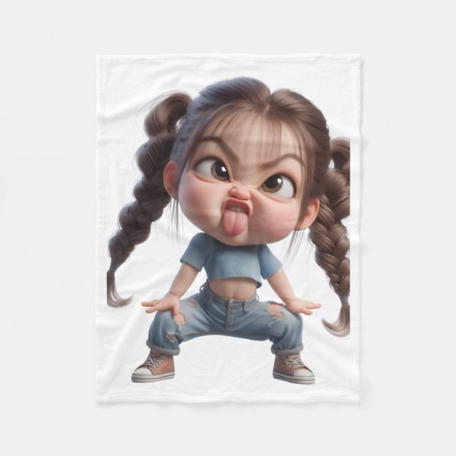Polaire Fille drôle et joueuse posant avec une couverture  (Devant)