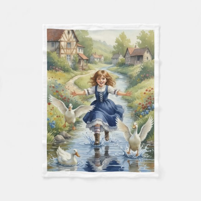 Polaire Fille jouant avec des canards dans la couverture d (Devant)