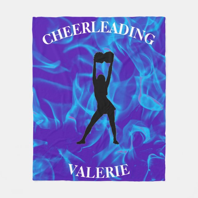 Polaire Filles Bleu Couverture Cheerled avec son nom! (Devant)