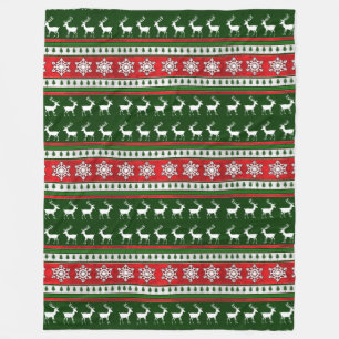 Polaire Flacon de neige rouge vert renne grande couverture