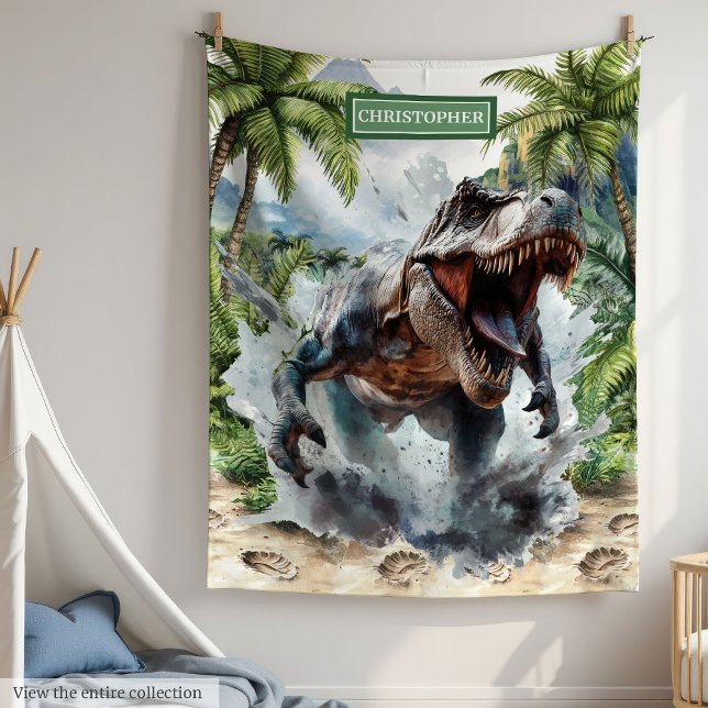 Polaire Forte couverture T-Rex Nom personnalisé Garçons pe (Strong T-Rex Blanket Custom Name Personalized Boys)