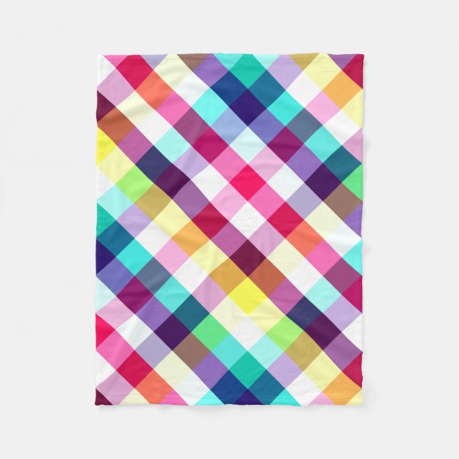 Polaire Funky Rainbow Plaid Motif petite couverture en pol (Devant)