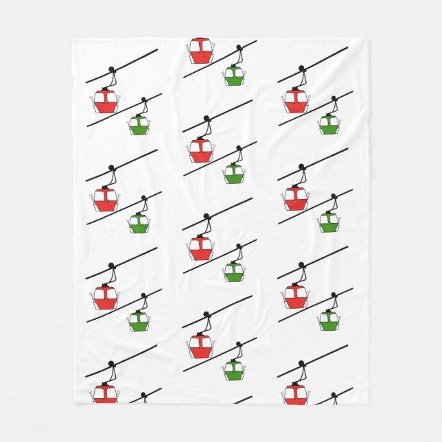 Polaire Gondolas rouges et verts sur couverture blanche (Devant)