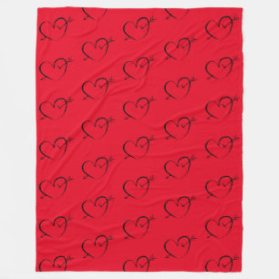 Polaire Grand couverture sherpa rouge coeur