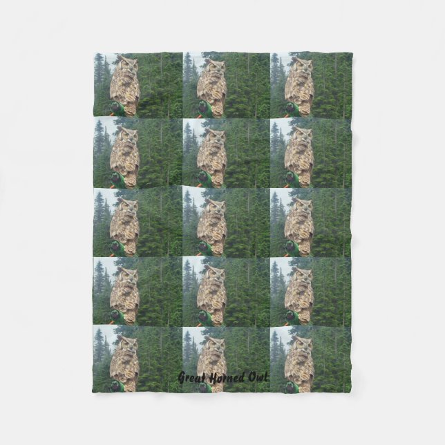 Polaire Grande couverture d'ouatine de hibou à cornes (Devant)