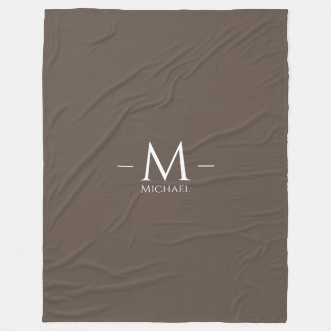 Polaire Grande couverture Monogramme Élégant Moderne Brown (Devant)