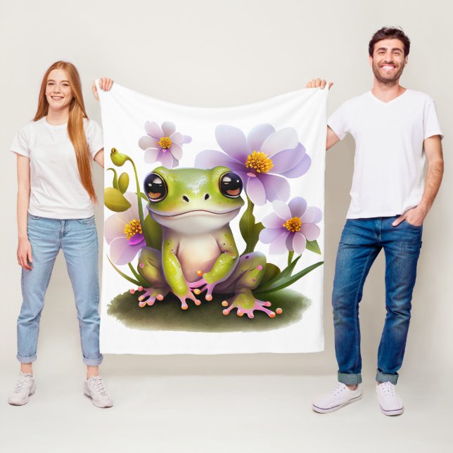 Polaire Grenouille mignonne dans une couverture de fleurs (En situation)