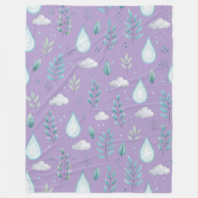 Polaire Grosse couverture en molleton nuage de pluie viole (Devant)