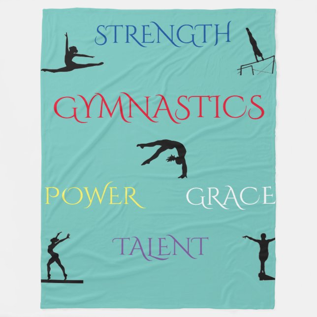 Polaire GYMNASTICS turquoise couverture en gros toison. (Devant)