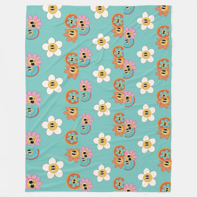 Polaire illustration rose couverture en toison de fleurs r (Devant)