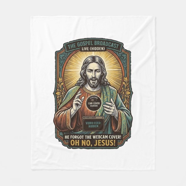 Polaire Jésus Fond noir Couverture de webcam oubliée Virtu (Devant)