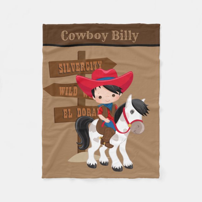 Polaire Joli bébé garçon ajouter nom couverture cowboy (Devant)