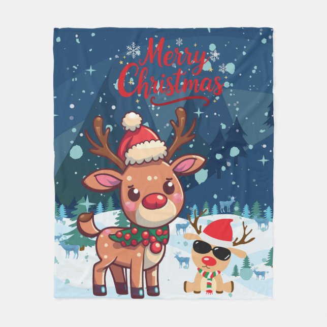 Polaire Jolie couverture de Noël de rennes pour enfants (Devant)