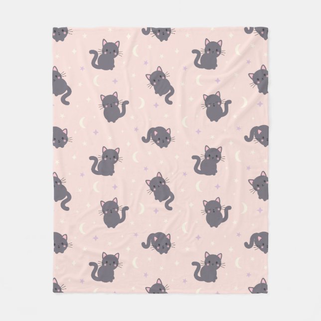 Polaire Jolie couverture en molleton gris rose pour chat (Devant)