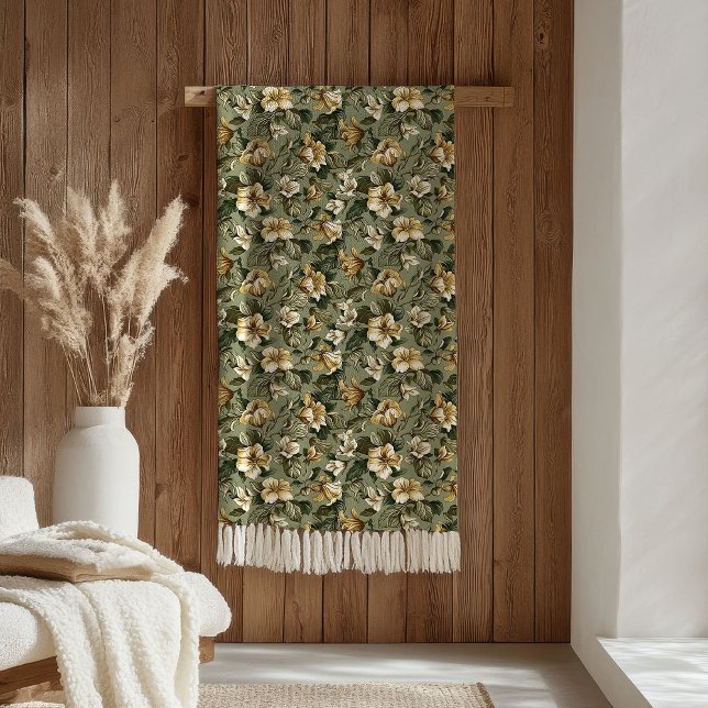 Polaire Jolie couverture moderne en or vert botanique de l (Chic Green Gold Throw Modern Botanical Luxe Look)