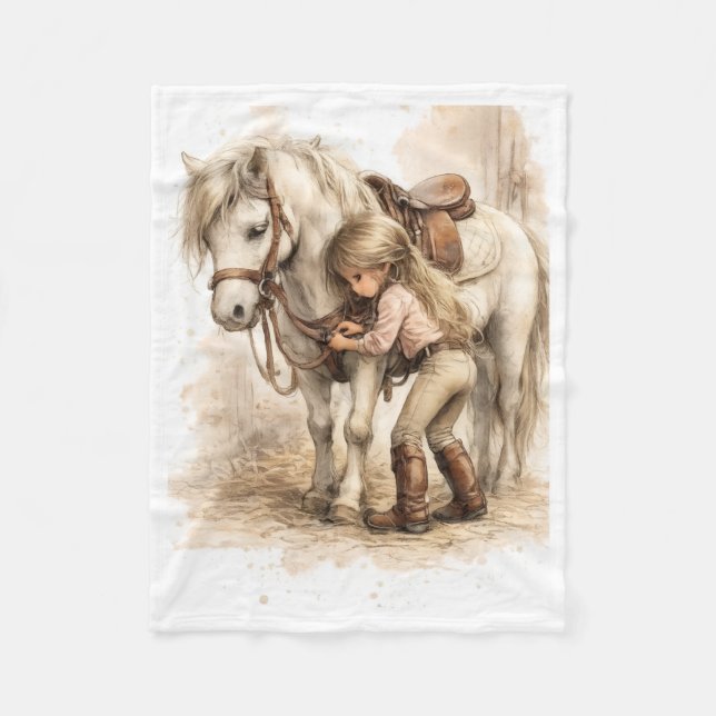 Polaire Jolie petite fille serrant la couverture de bébé e (Devant)