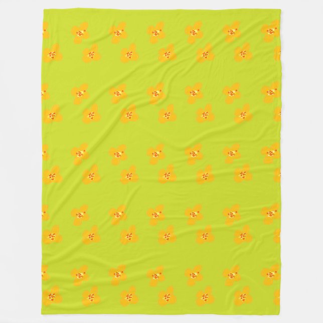 Polaire La couverture de fleurs orange (Devant)