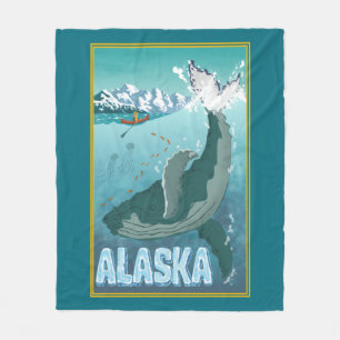 Polaire La couverture Vintage de baleines de l'Alaska