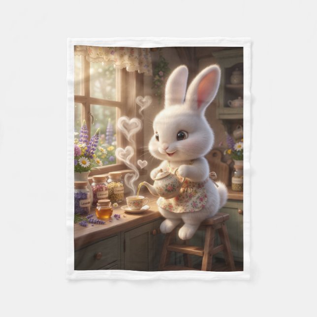 Polaire Lapin Mignon Versant du Thé dans une Couverture en (Devant)