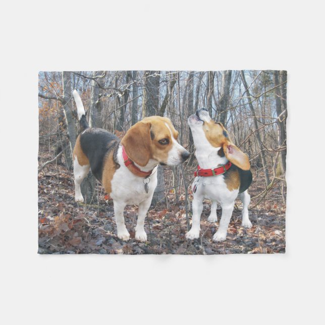 Polaire Les beagles d'hurlement dans la couverture (Devant (Horizontal))