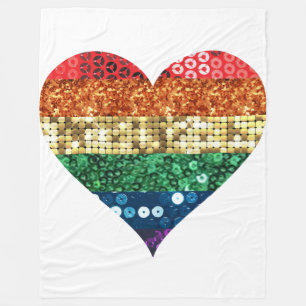 Polaire lgbt rainbow heart couverture