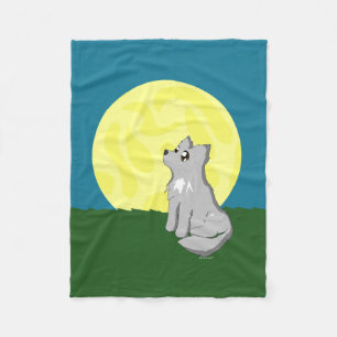 Polaire Loup délabré mignon avec la couverture de lune