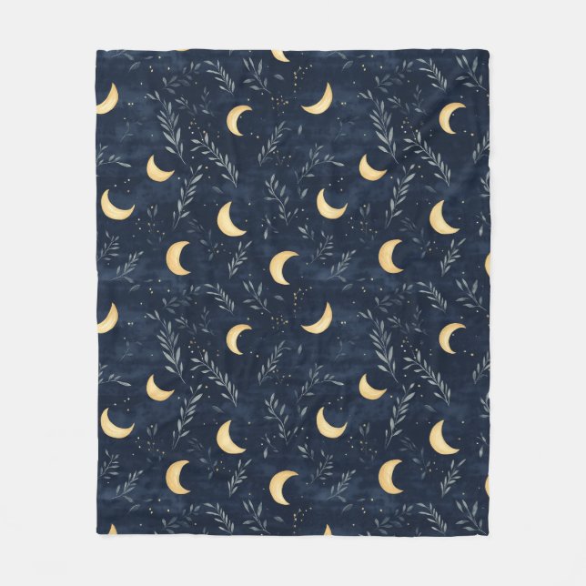 Polaire Lune céleste bleu marine et couverture de feuillag (Devant)
