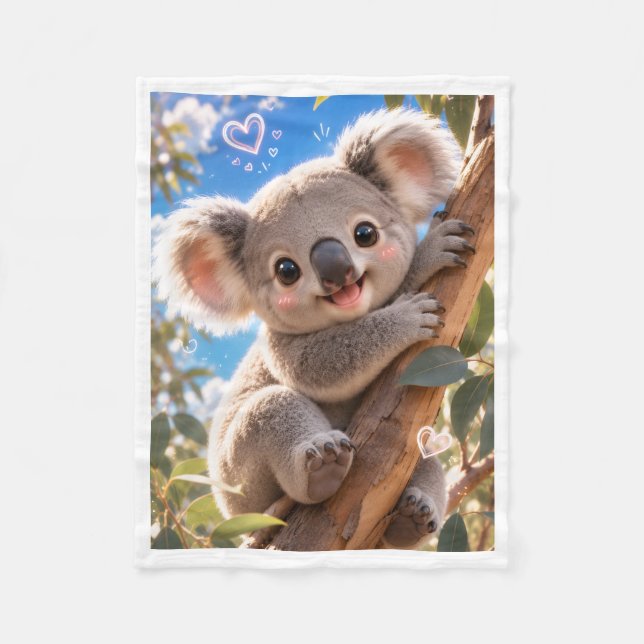Polaire Mignon bébé koala sur couverture en molleton d'arb (Devant)