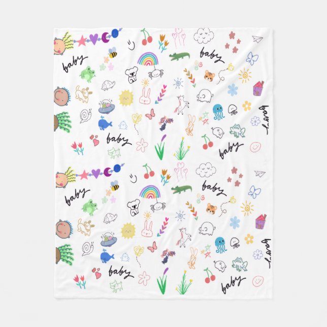 Polaire Mignon motif gribouillé Couverture de bébé (Devant)