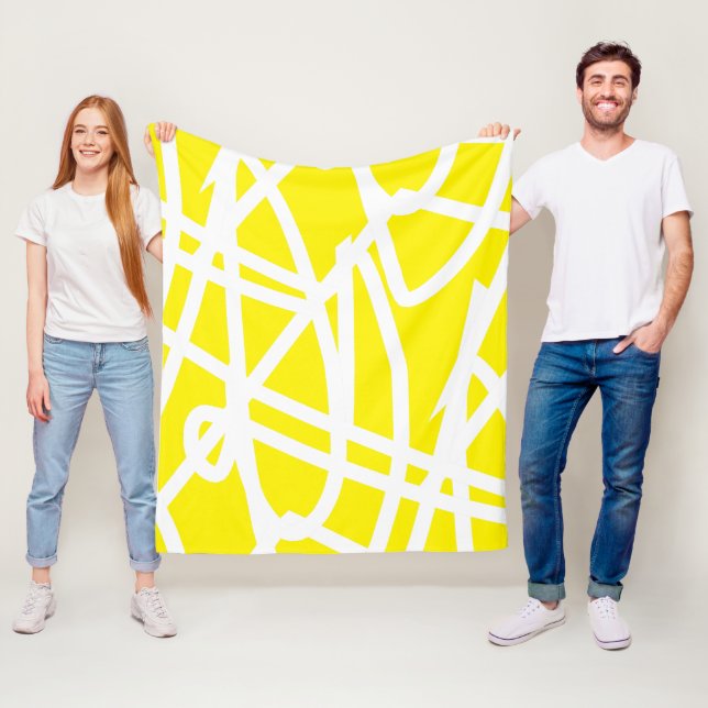 Polaire Minimalisme Abstrait Lignes Blanches Couverture Ja (En situation)