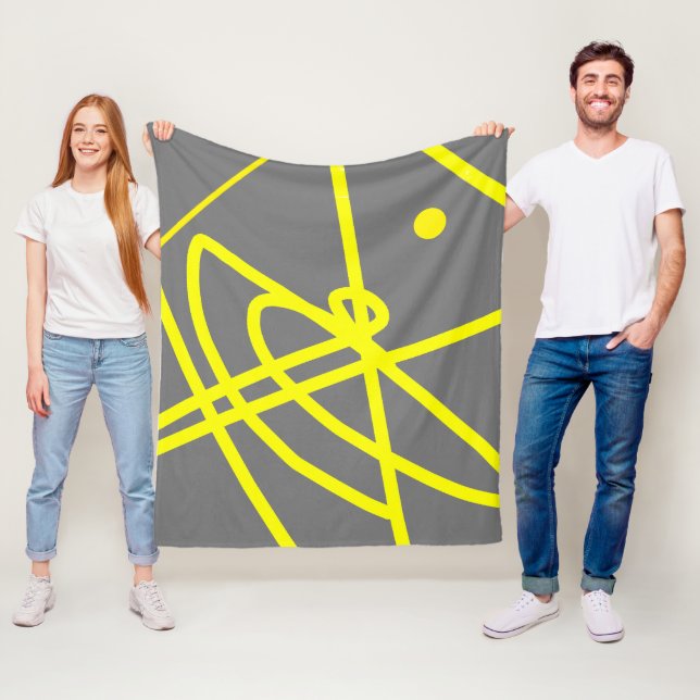 Polaire Minimalisme Abstrait Lignes jaunes Couverture gris (En situation)