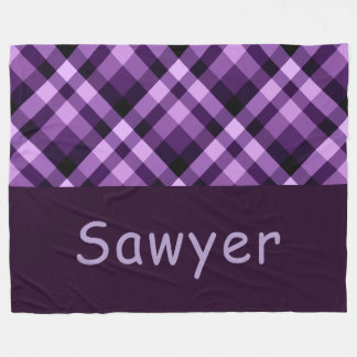 Polaire Monogramme Plaid Plaid Plum Grosse couverture en p