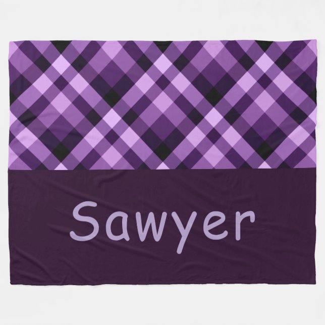 Polaire Monogramme Plaid Plaid Plum Grosse couverture en p (Devant (Horizontal))