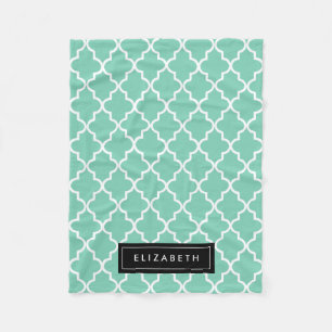 Polaire Noir et couverture d'ouatine de Seafoam Quatrefoil